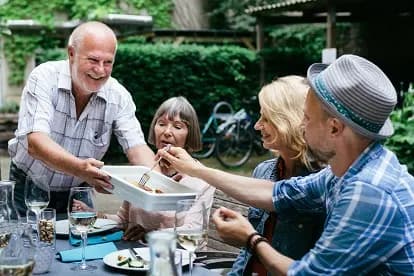 Friends gathered together outdoors